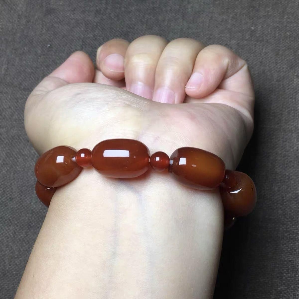 Brazil Red Agate Bracelet Natural Yuhua Stone Ethnic Lucky Gemstone Jewelry