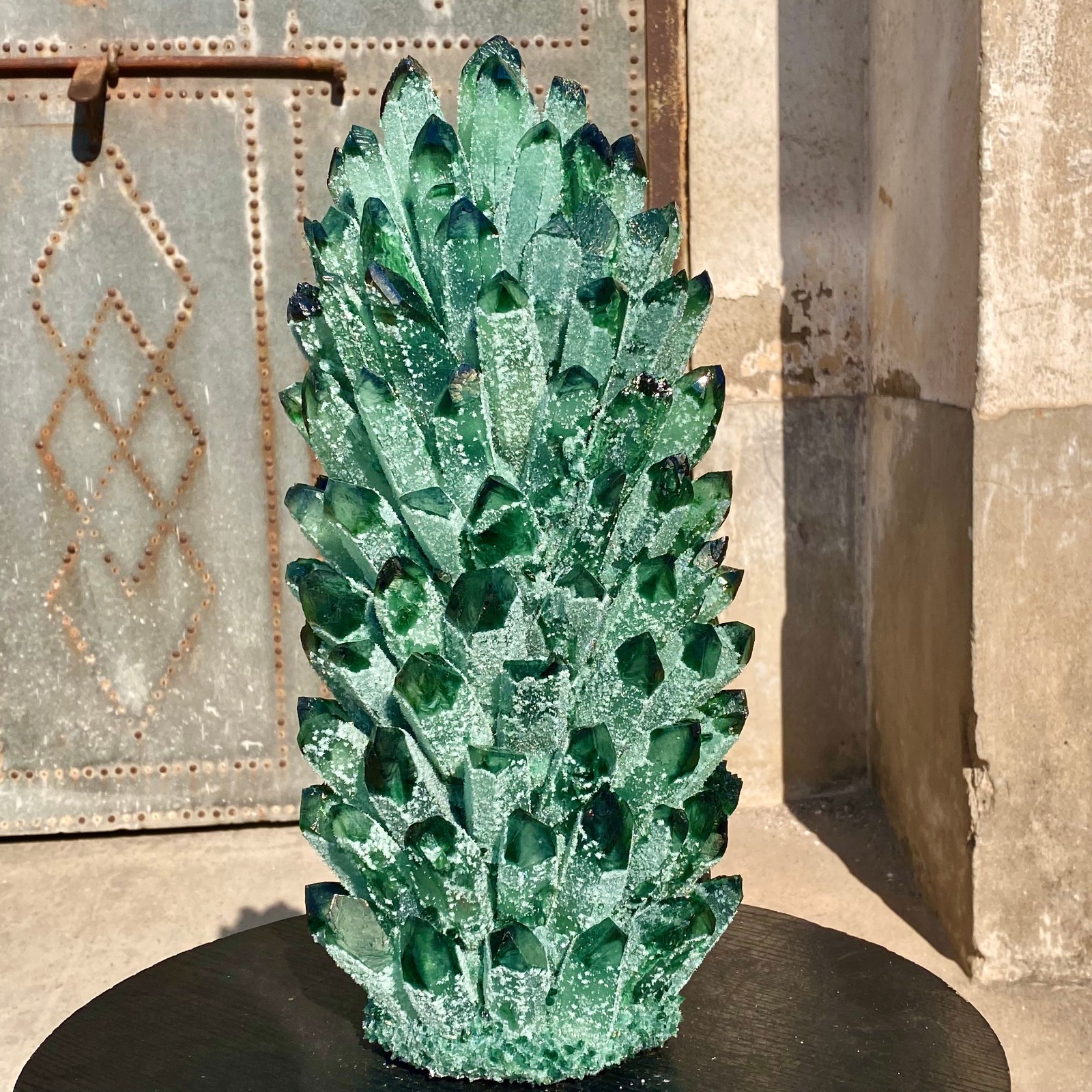 29LB New Find green Phantom Crystal Quartz Cluster Mineral Specimen Healing