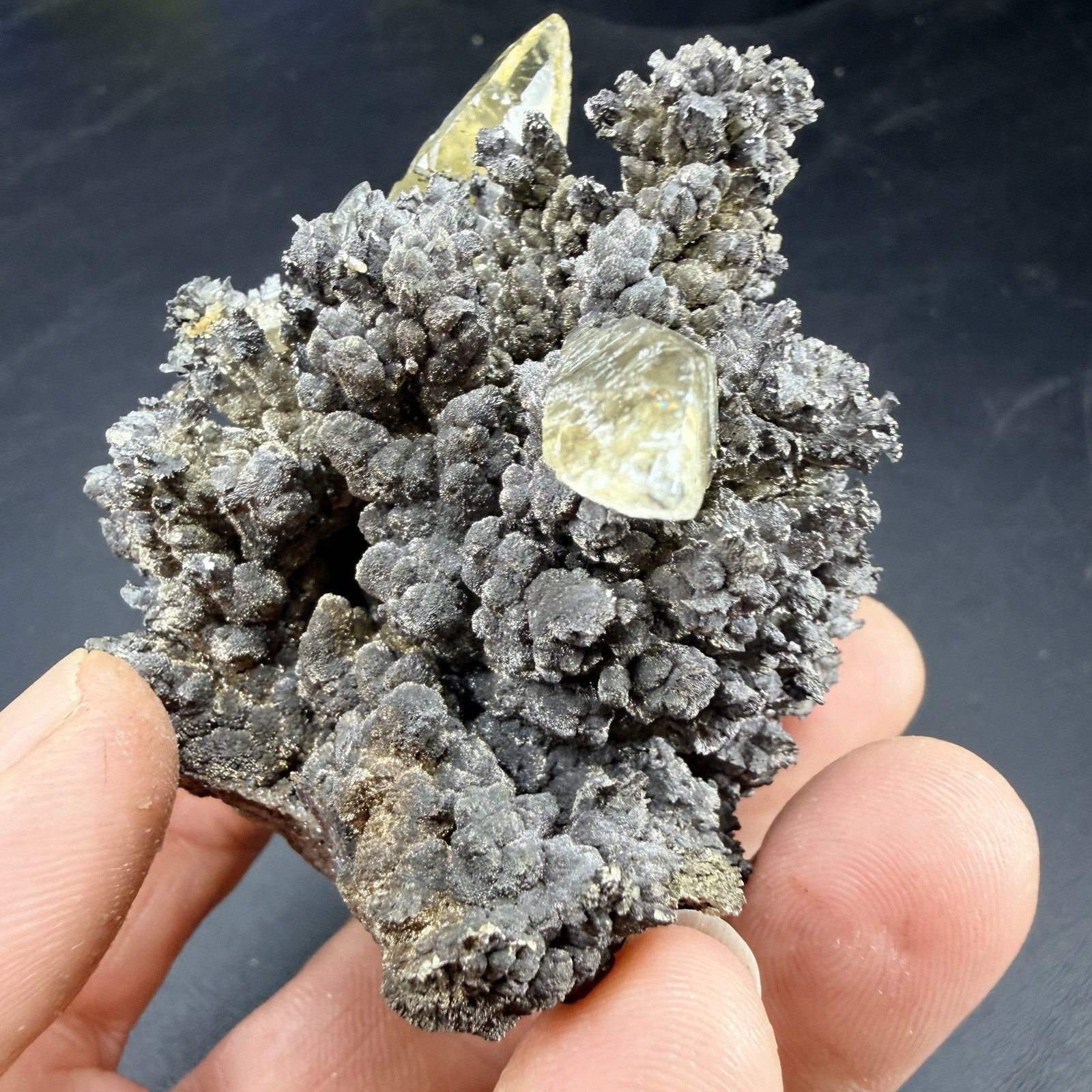 Golden Calcite Crystals on Wild Looking Chalcopyrite Matrix / Missouri *VIDEO*