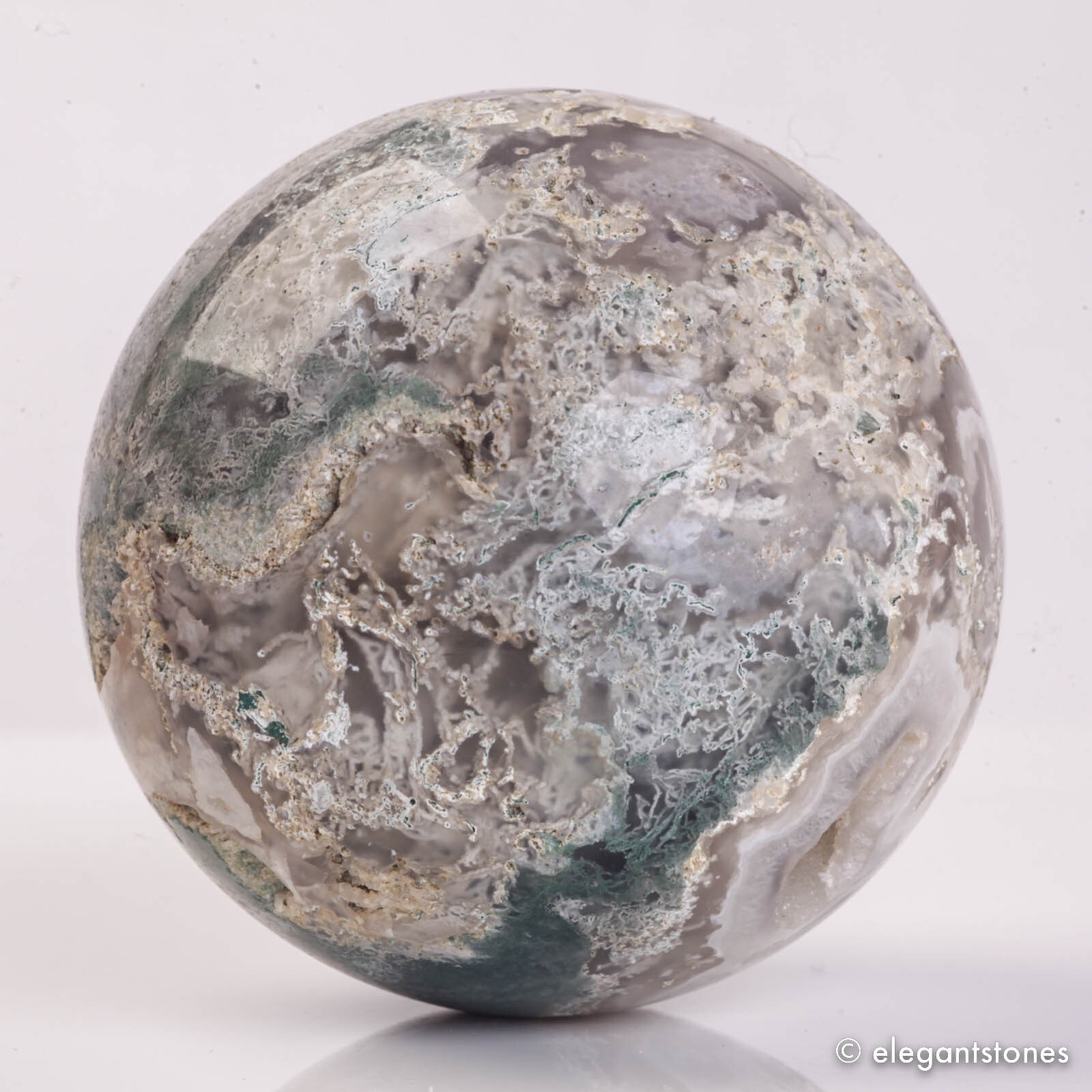 727g 83mm Moss Agate Sphere Crystal Natural Aquatic Plant Water Grass Reiki Ball