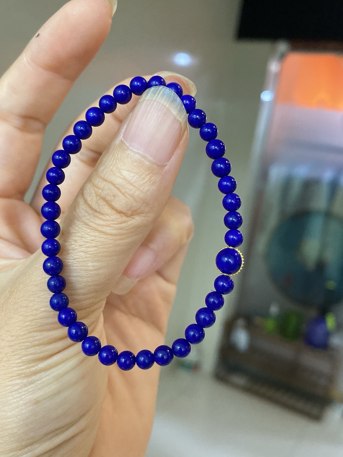 Vintage Natural Old Mine Lapis Bead Bracelet All-match Casual Fashion Accessory