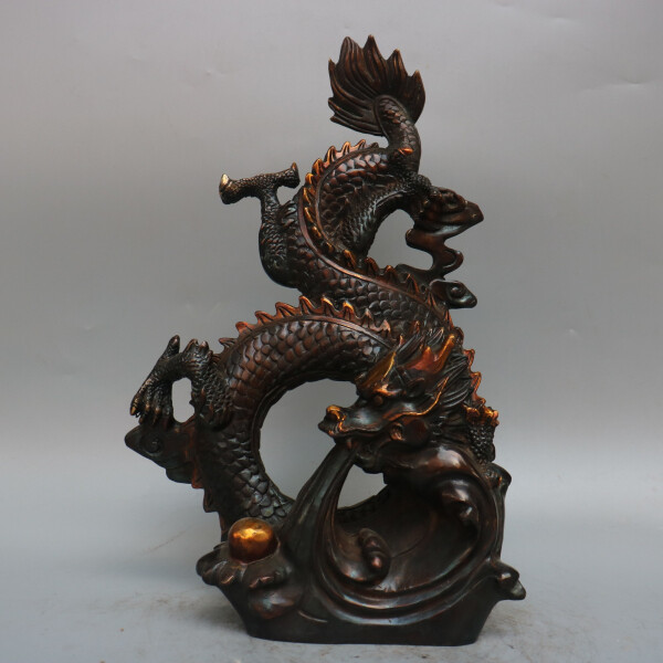 6.42lb Ancient Chinese Handcrafted.Brass Exquisite.Dragon’s play with beads.gift