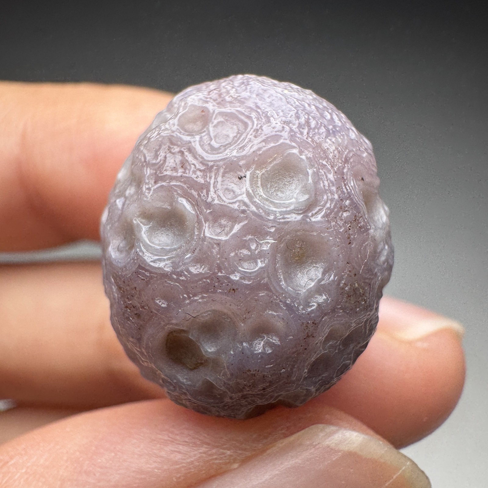 1.9cm/6.9G Raw Round Alxa Gobi Eye Agate Bead, All Natural, Oily Luster-6488