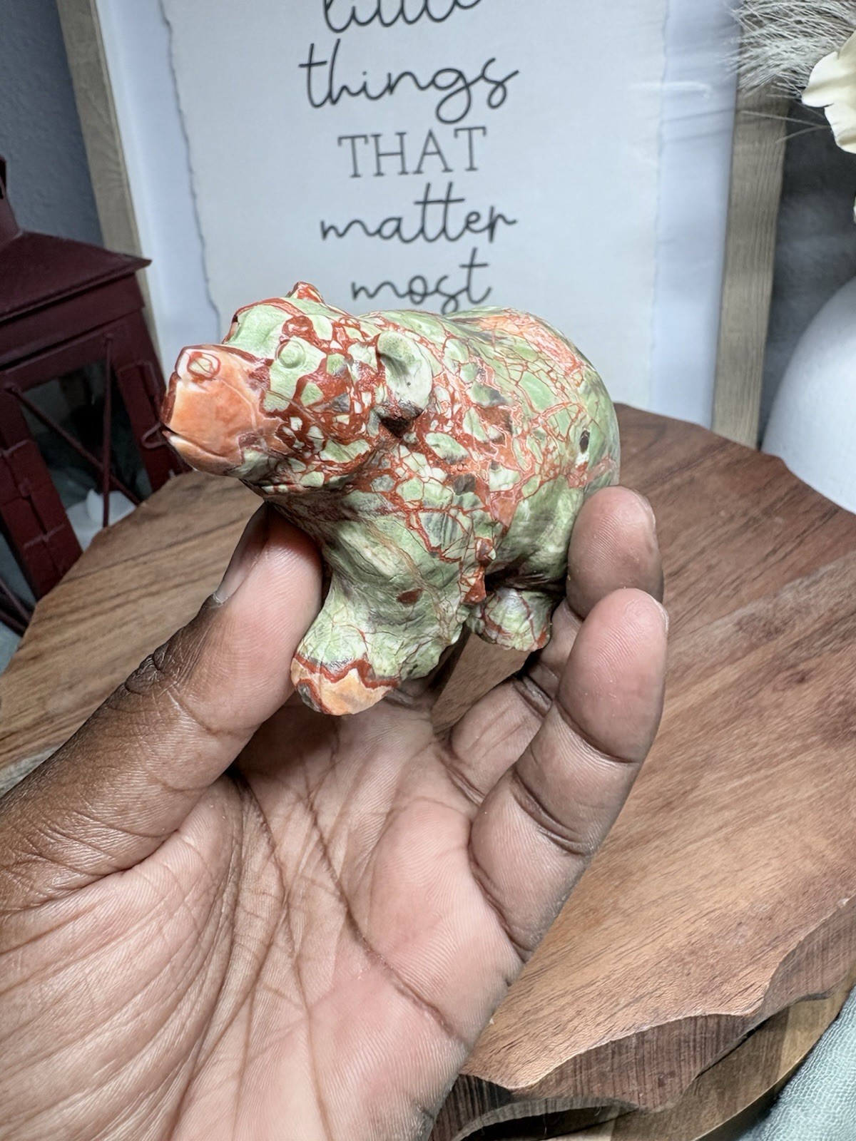 Carved Money Agate Marbled Bear