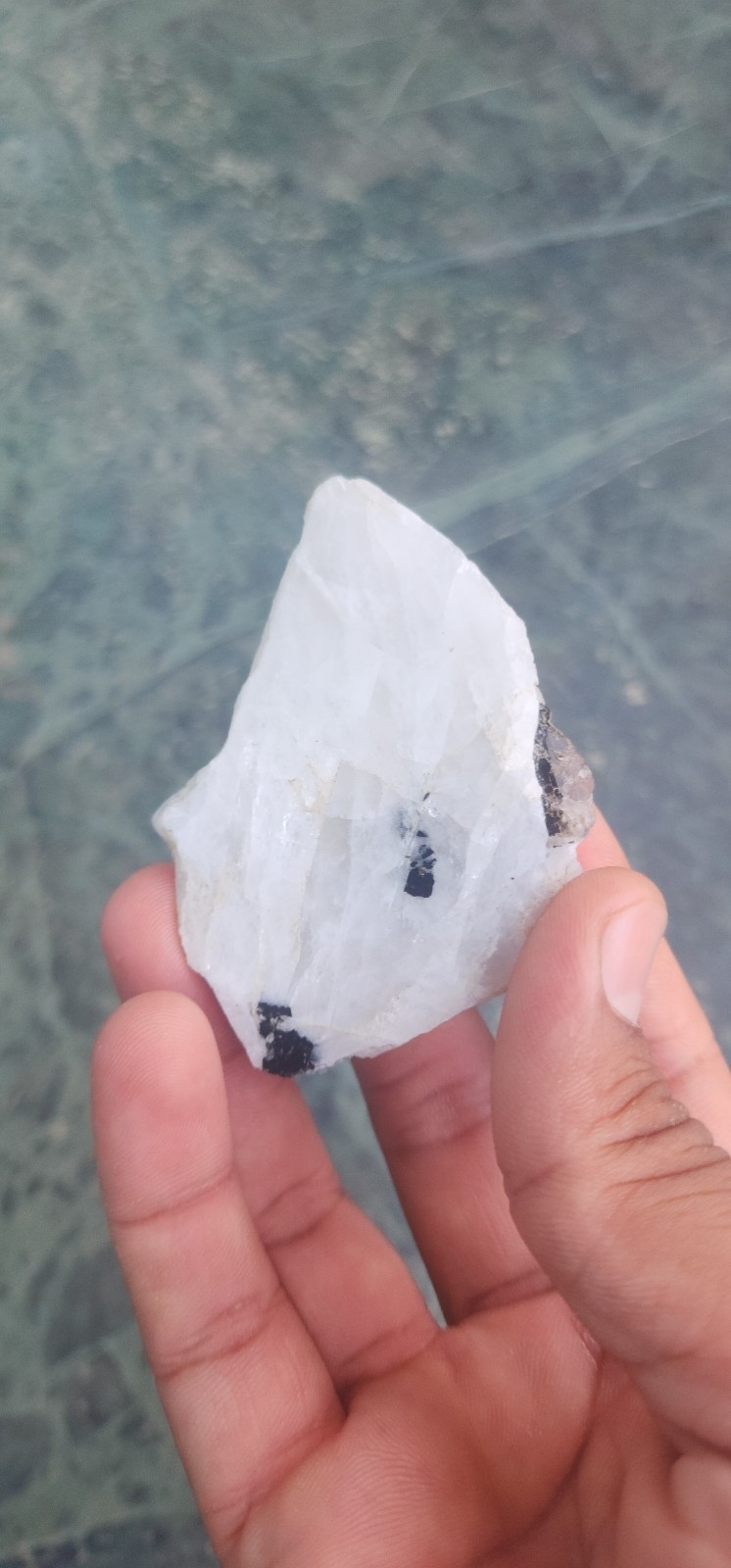 Natural AAA Indian Full Flashy Rainbow Moonstone Raw One side Polish Specimen