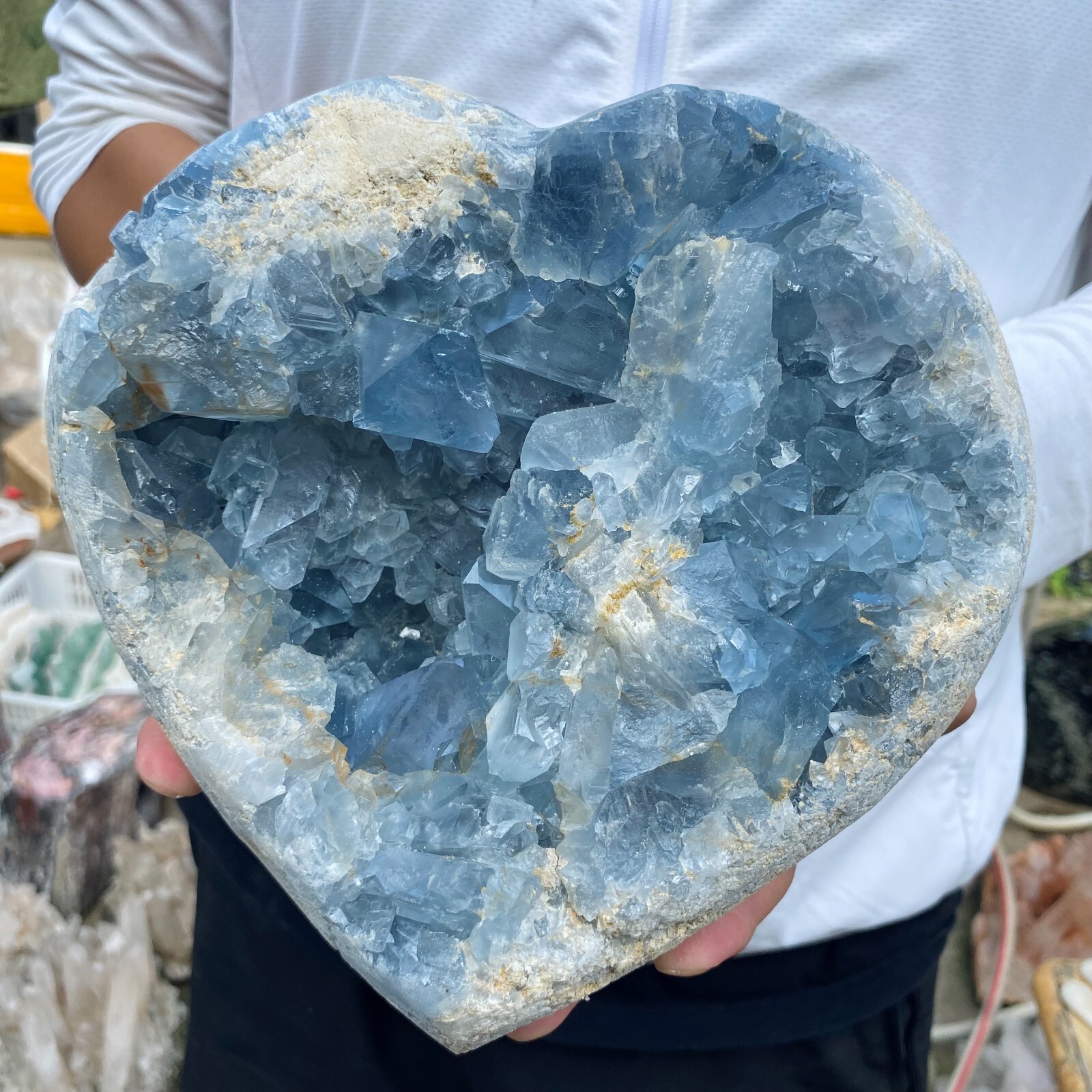 14.4lb natural blue celestite geode quartz crystal mineral specimen healing
