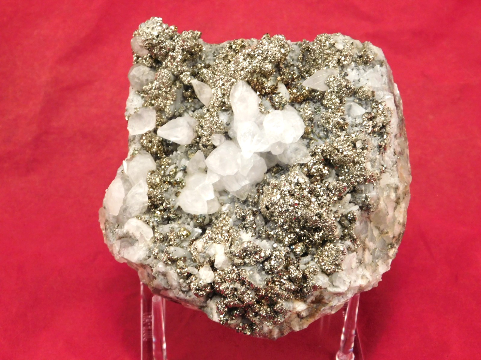 Big! Druzy PYRITE Crystal Cluster w/ Fluorescent Calcite Crystals Mexico 949gr