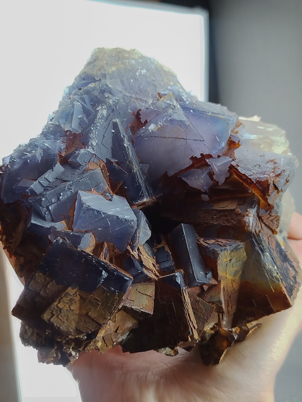 3.53lbs Natural Cubic Dark Blue Phantom Fluorite Crystal Mineral Specimen