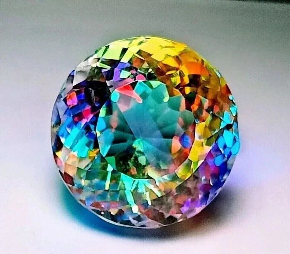 40+ Ct Dazzling Round Cut Rainbow Mystic Topaz Certified Loose Gemstone