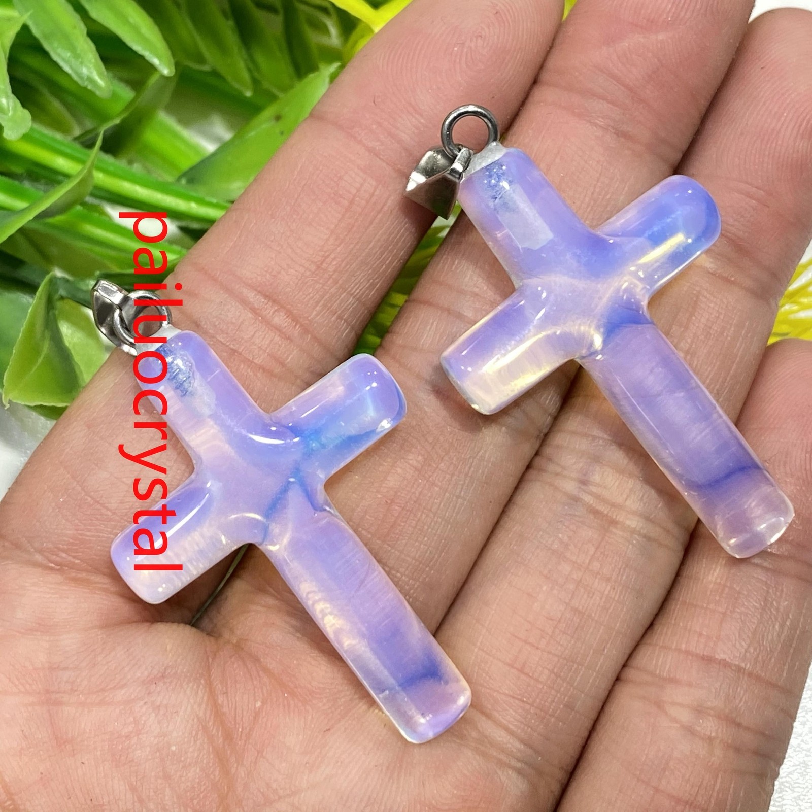 1.8″ Opalite Cross Quartz Crystal Skull Carved Pendant Reiki Healing Gem 1pc