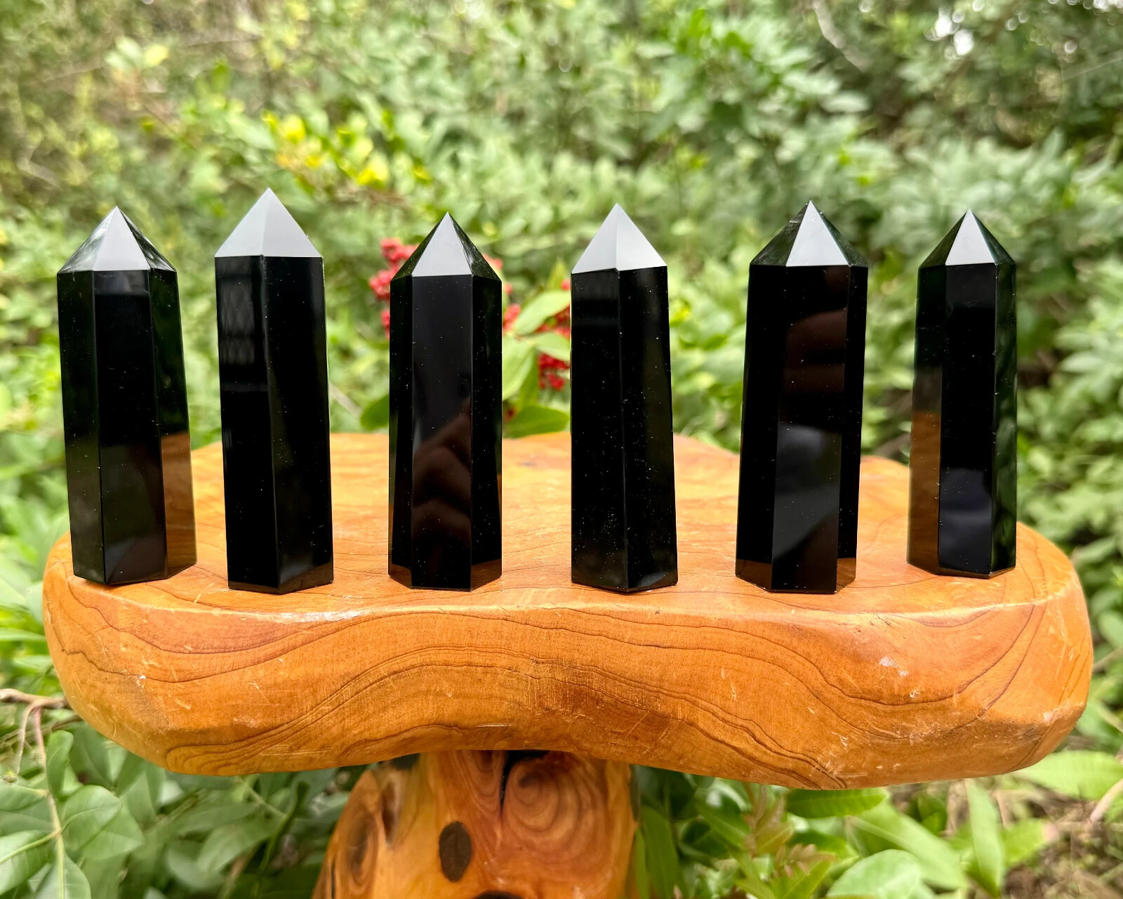 Black Obsidian Crystal Tower Point Healing Crystal Obelisk Gemstone Tower Wand