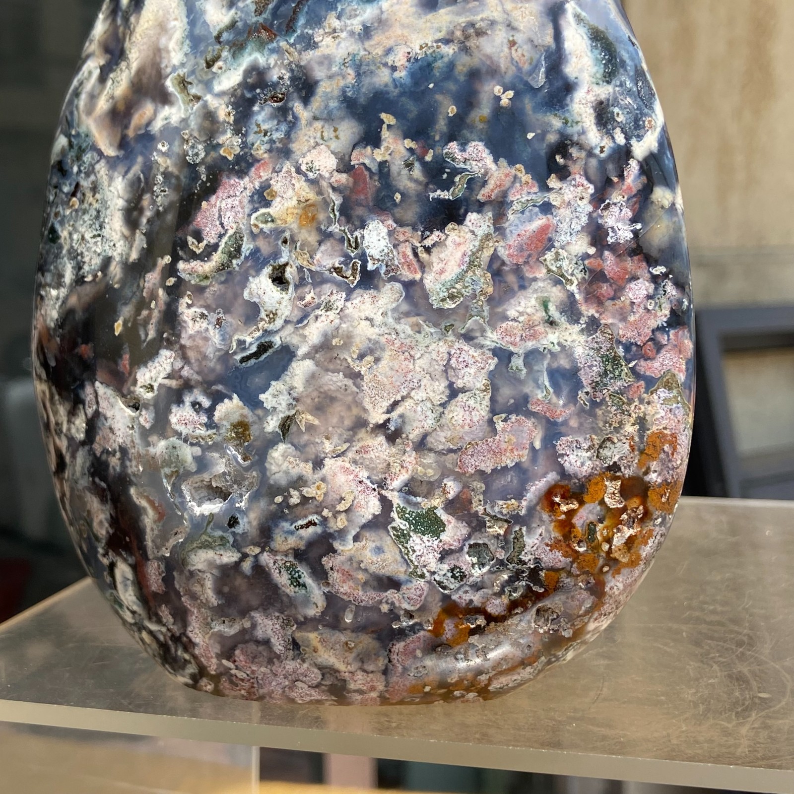 3.17LB Natural Colourful Ocean Jasper Crystal Display Specimen Healing