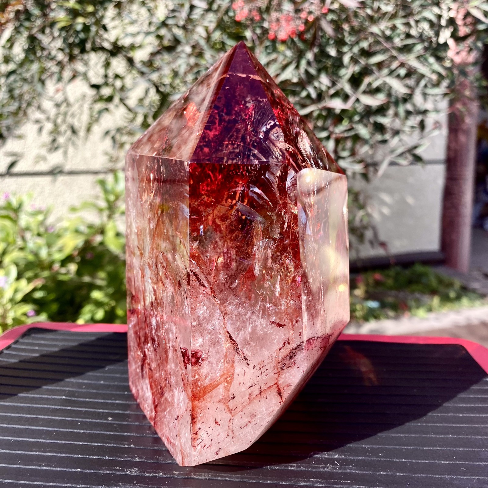 3.92LB Natural Crystal Red Ghost Quartz Mine Crystal Tower Decoration-