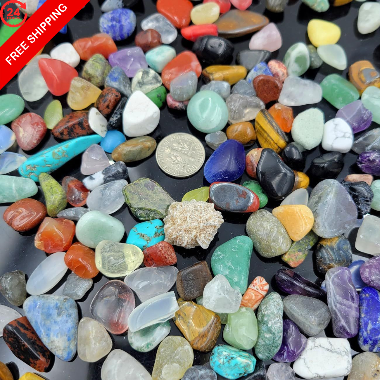 800Pcs+ (3lb) Gemstones and 0.3 inches x 0.5 x 0.2 inches, Multicolors