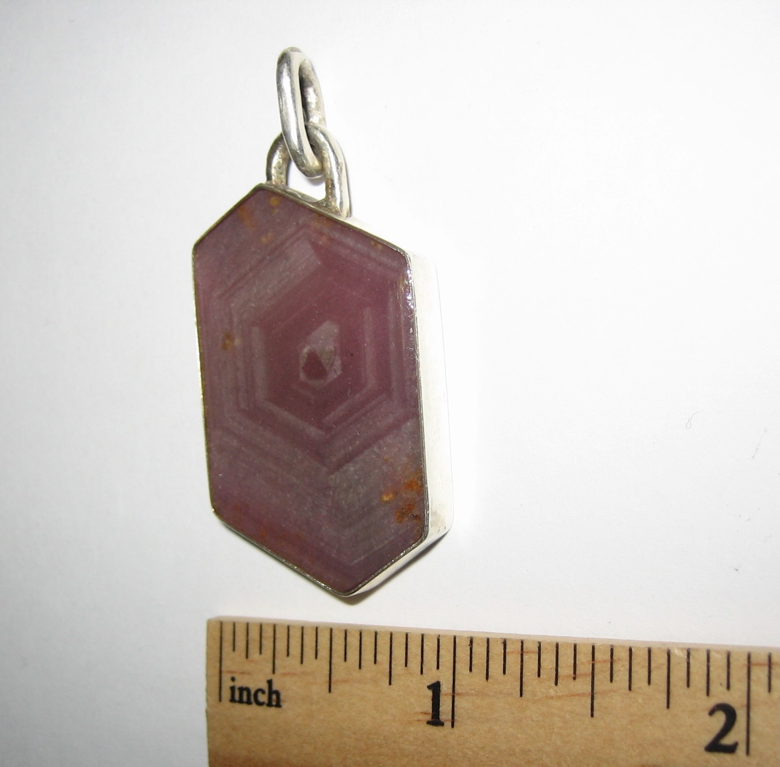 36mm x 22mm RUBY CRYSTAL STONE MINERAL SILVER PENDANT TANZANIA W/ RESIN COATING