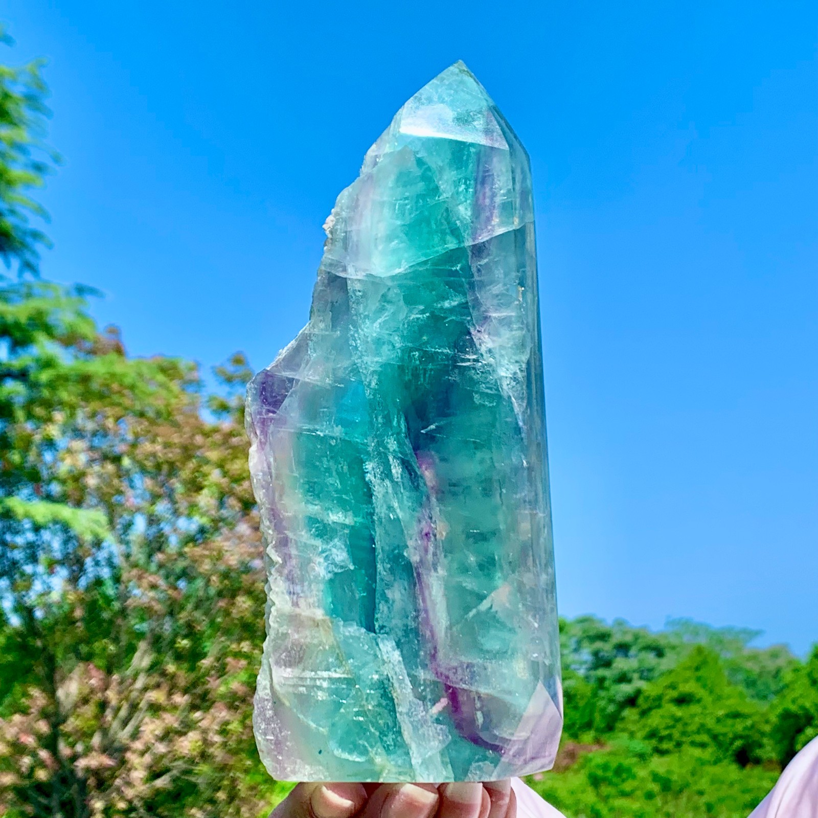 1.92LB Rare Natural Fluorite Quartz Crystal Freeform Mineral Specimen Healing