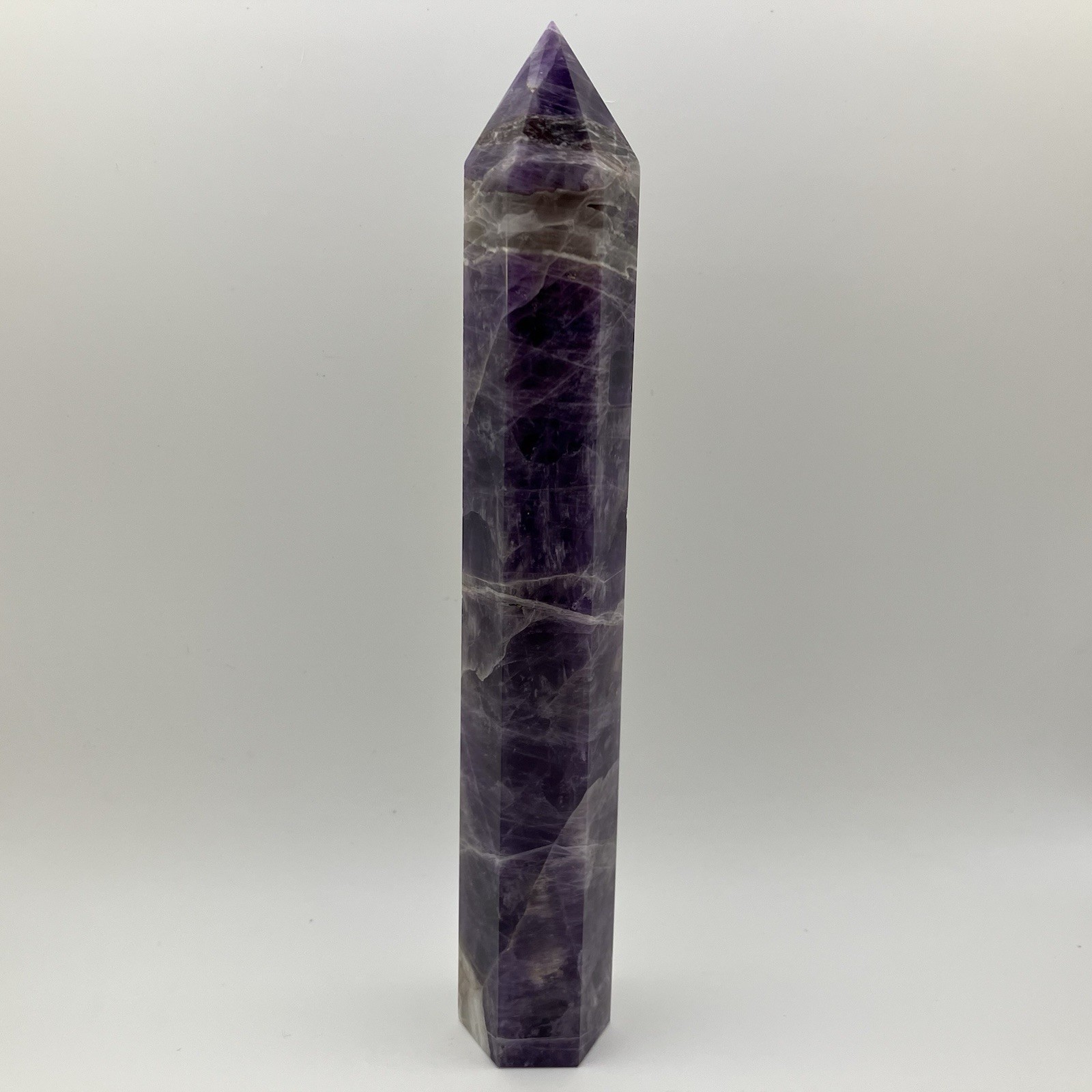 181mm XL .53 LB Brazil Amethyst Quartz Crystal Tower Gemstone Pillar Point, 240g