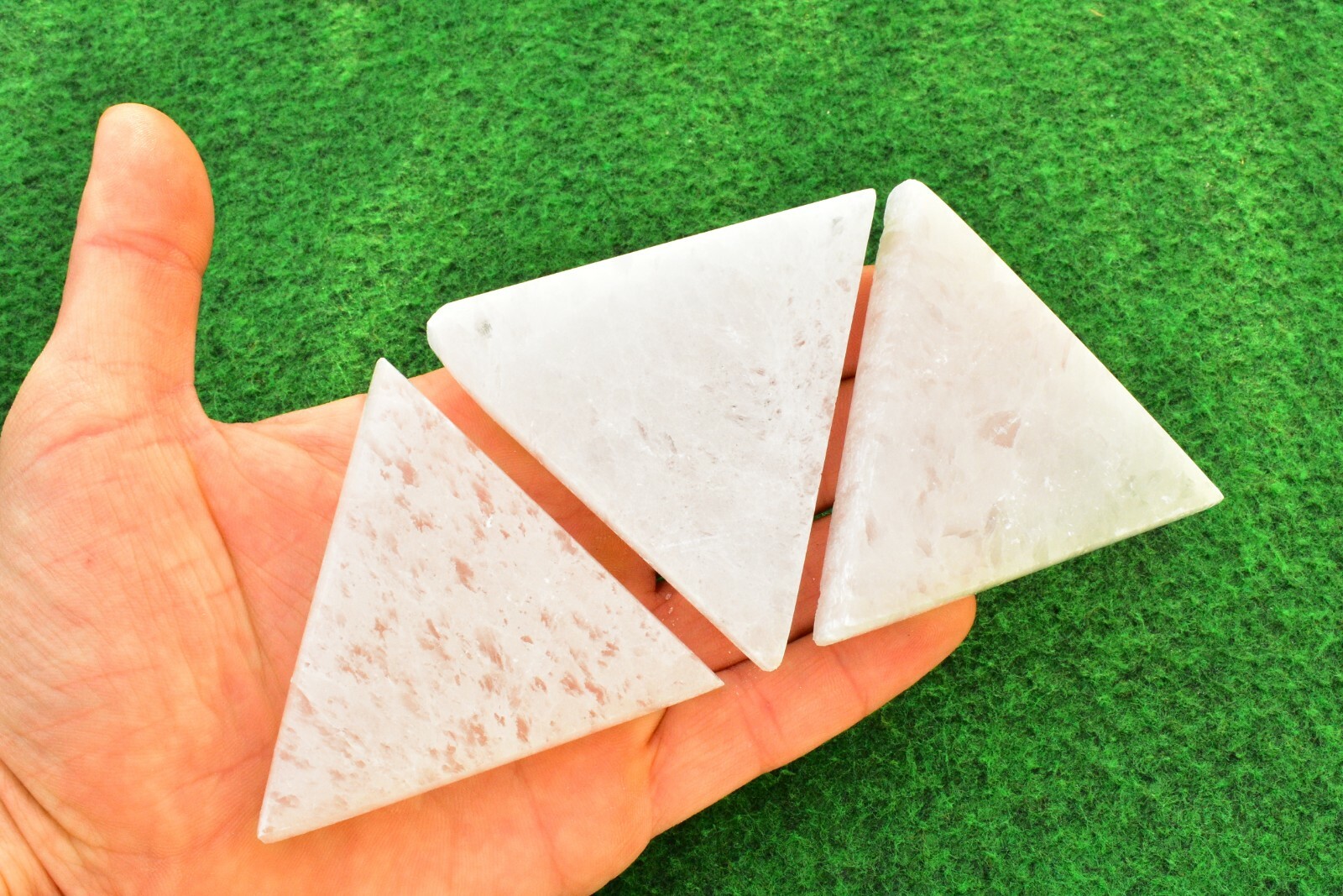 2 Selenite Crystal Triangle 7cm Charging Cleansing Plate Disk Sacred Geometry💎✔