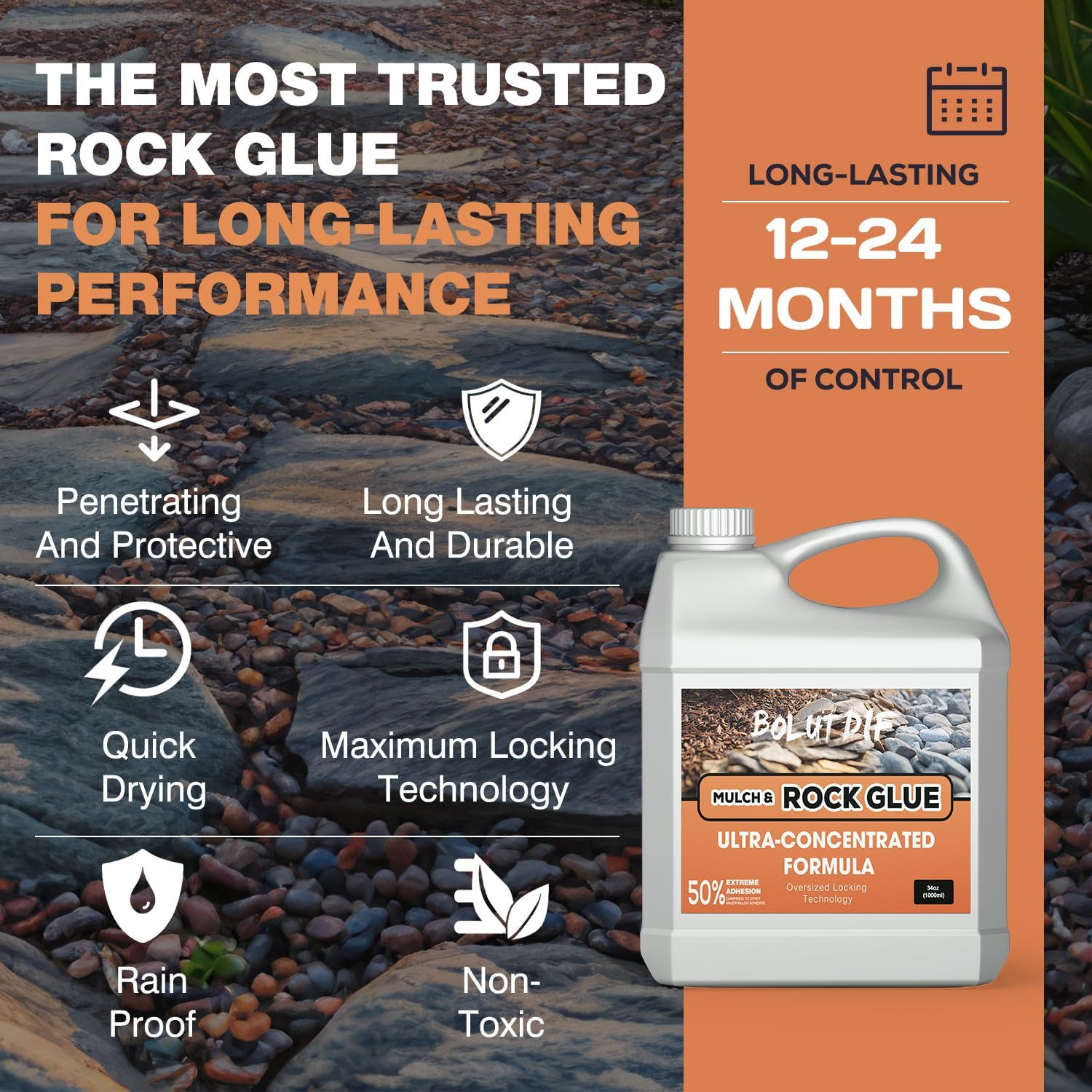 34 OZ Mulch Glue for Landscaping, Rock Glue for Landscaping and Stabilizing Mulc