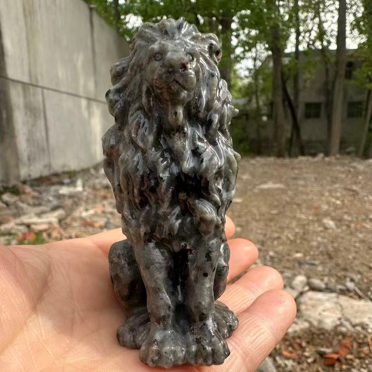 1pc Natural Yooperlite QuartzCarved Lion Skull Crystal Reiki Healing Decor