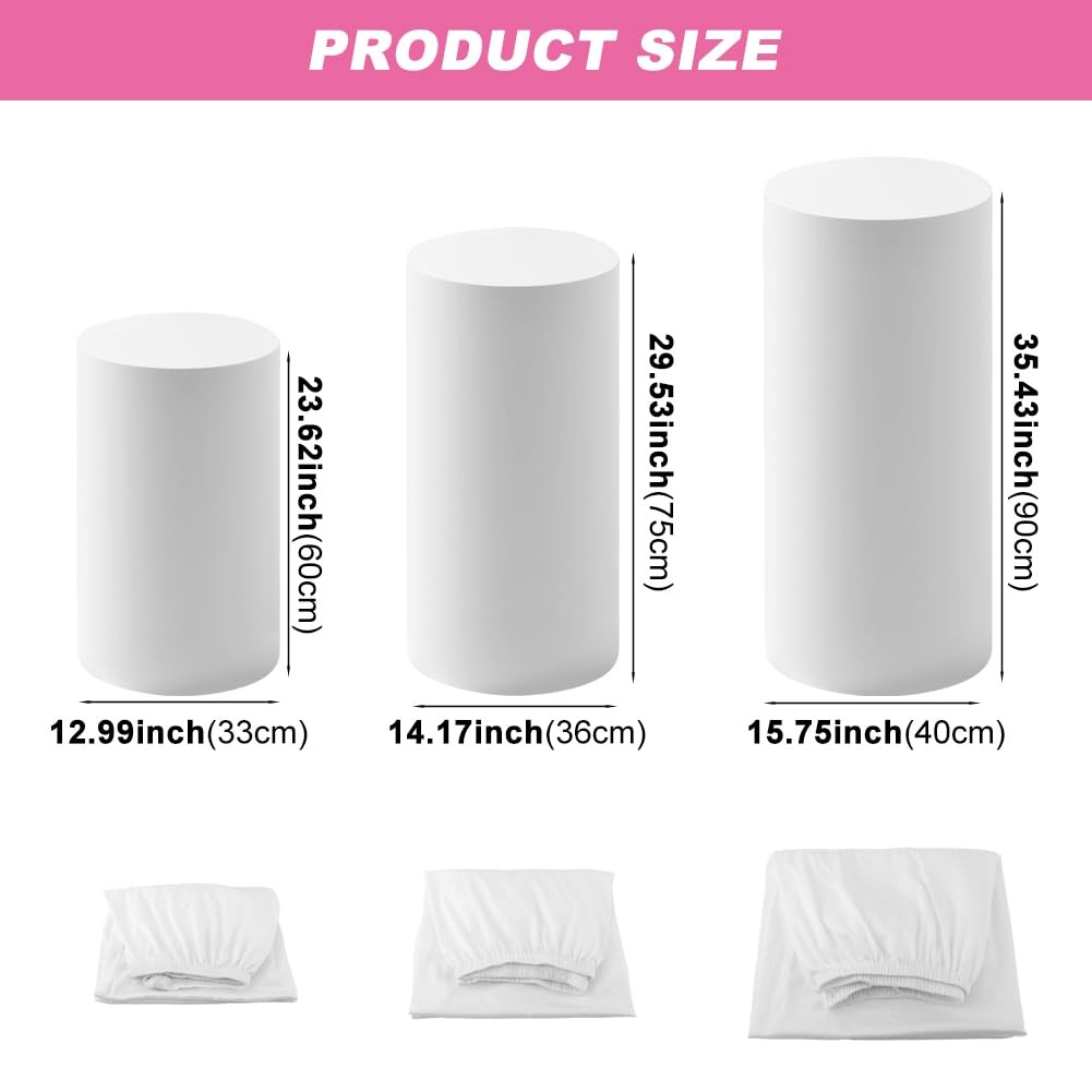 3Pcs Cylinder Pedestal Stand Covers,Round Spandex Cylinder Stand Covers for P…