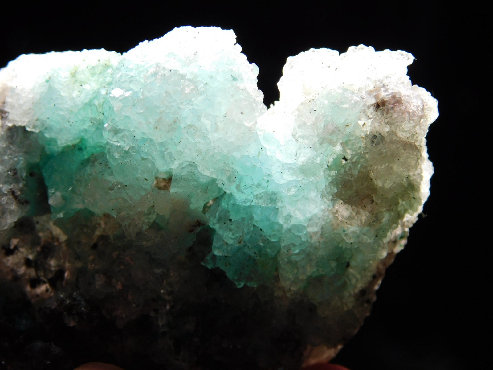 Light BLUE! CHRYSOCOLLA Cluster with Translucent Druzy Quartz Mexico 37.8gr