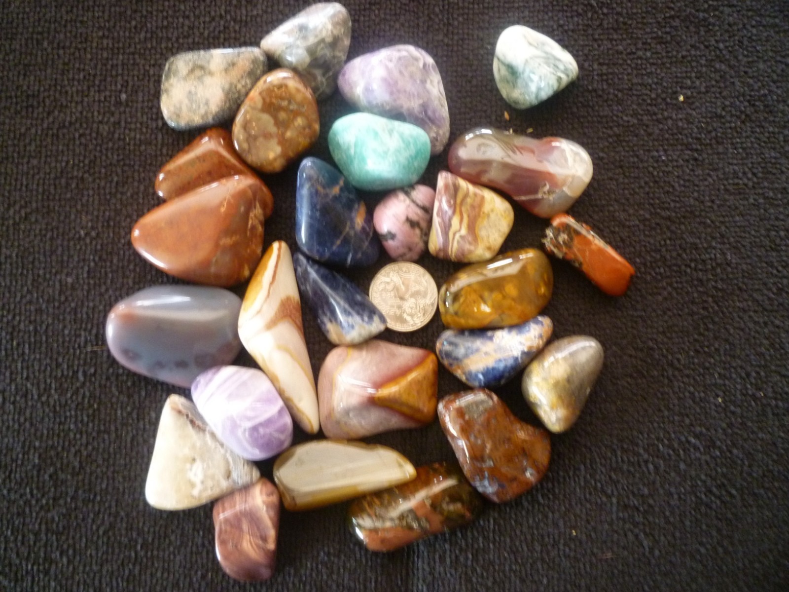 Mix Tumbled Polished Agates, Quartz, Jasper, Crystals – Lot 1 lb. Average 1.5″