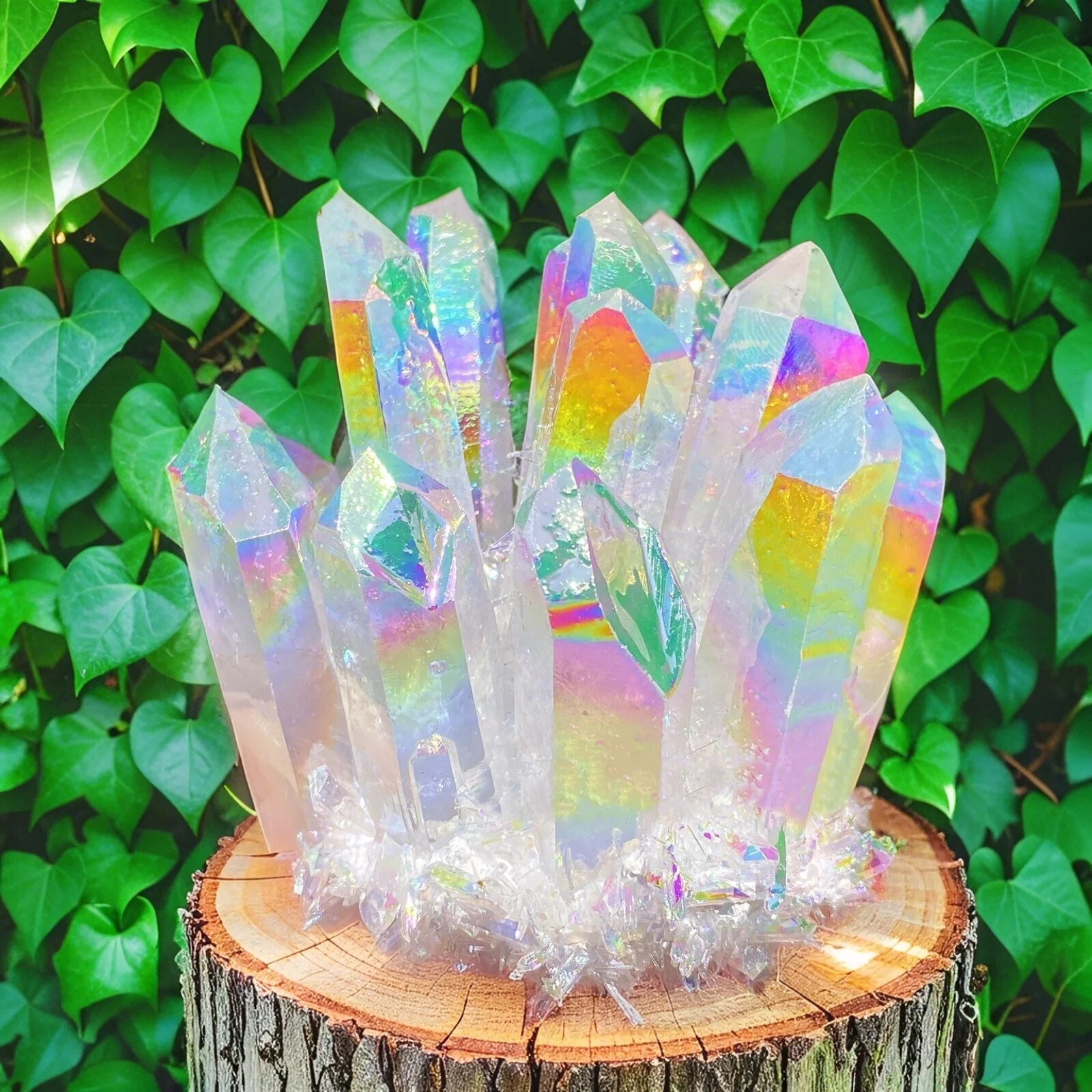 Glowing Large Angel Aura Clear Quartz Cluster Healing Crystal Mineral 251-300G