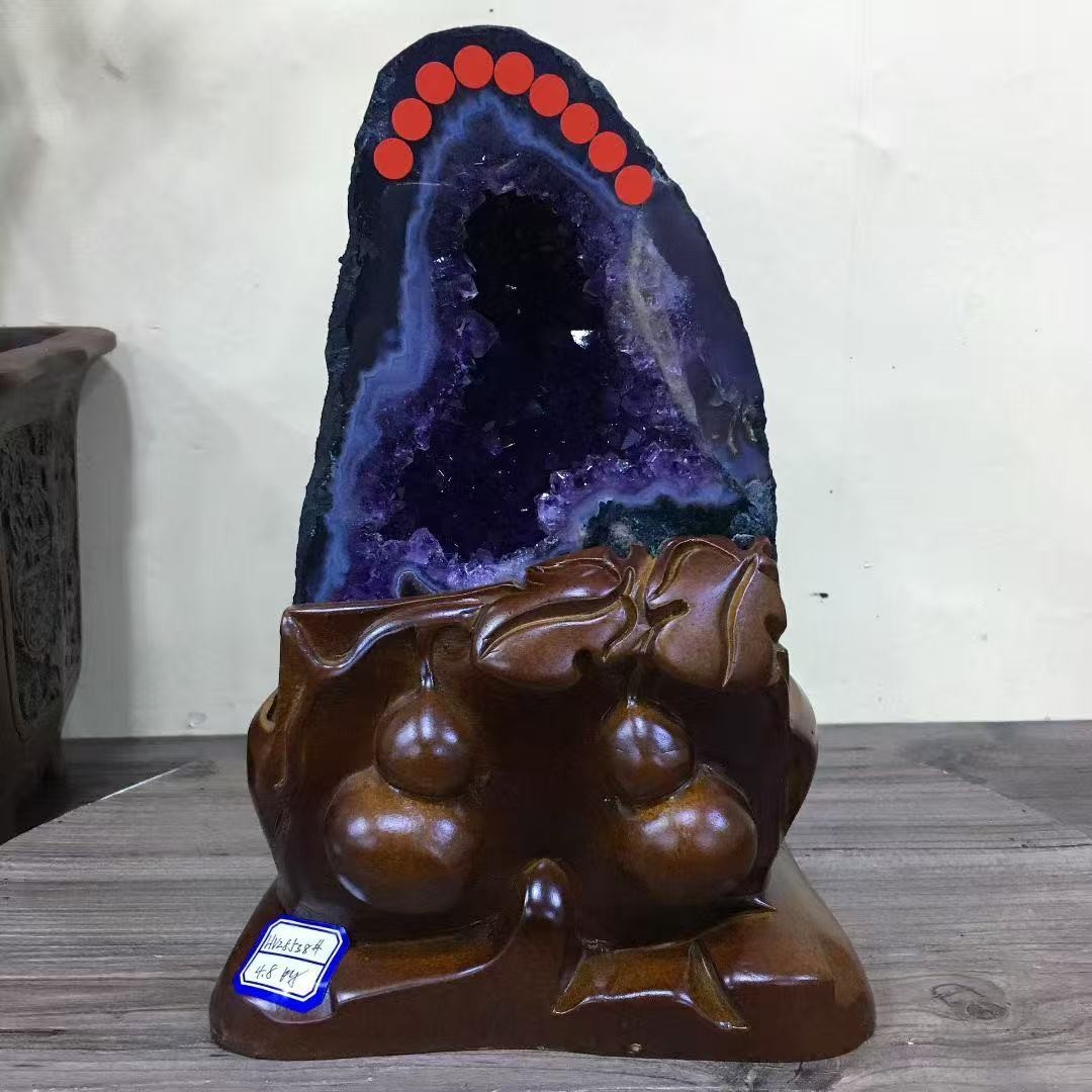 10.5LB TOP Natural Uruguay Amethyst Geode Quartz Crystal Reiki Decor + Stand A+