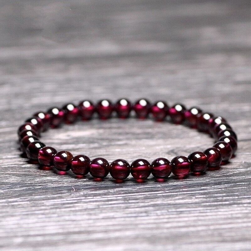 Wholesale 6PCS Natural Red Garnet Crystal Beads Healing Reiki Stretch Bracelet