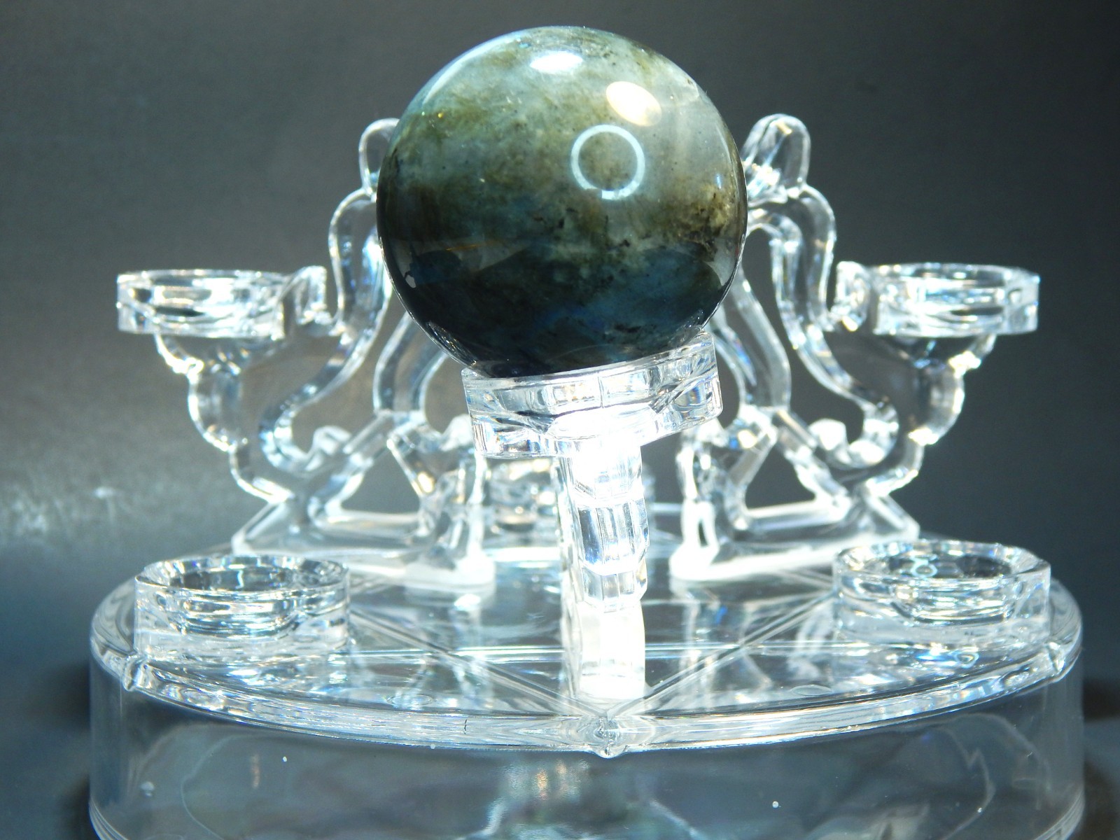 Seven Sphere Fillable Gemstone Stand Crystals Display Holder (A)