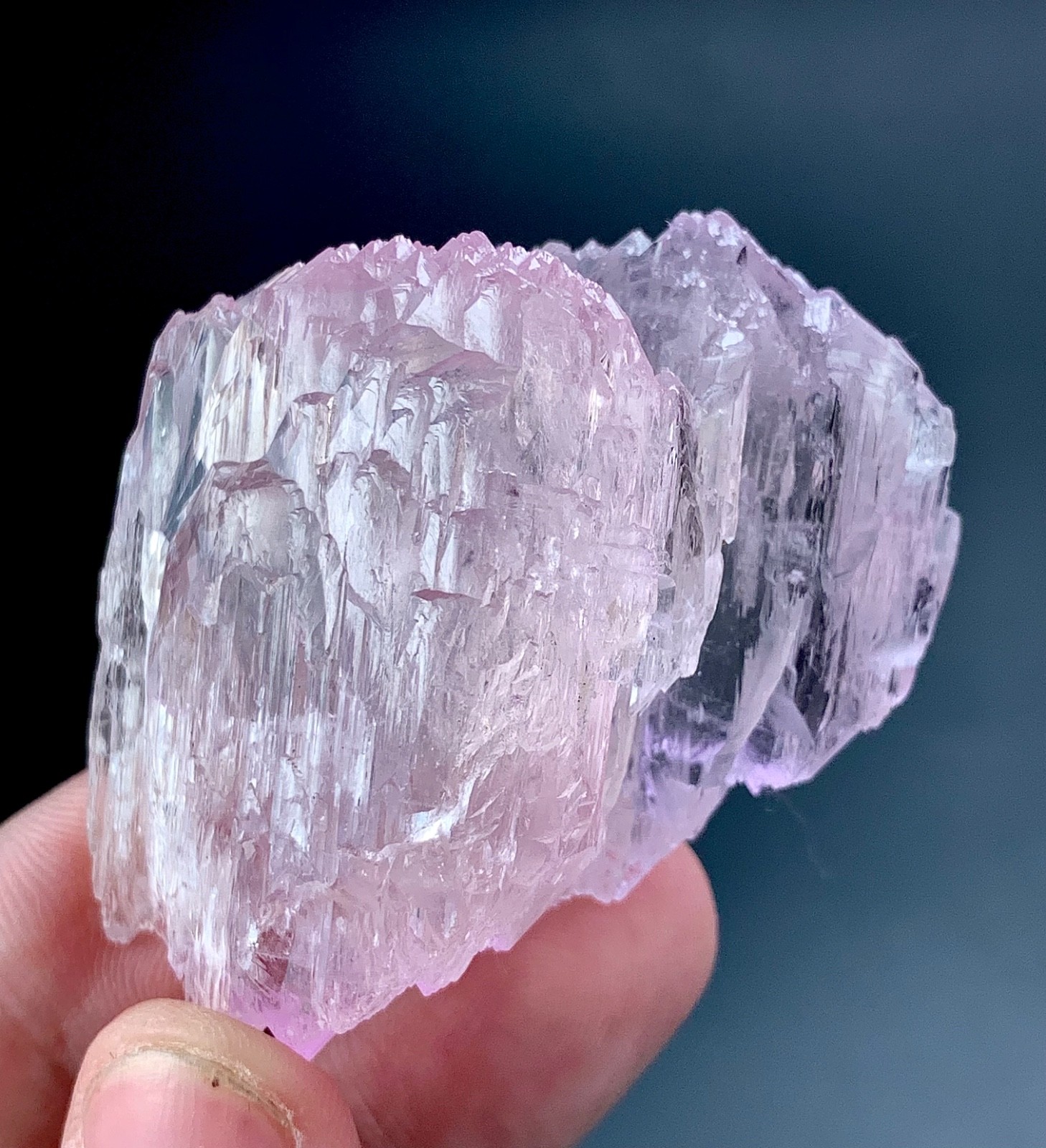 Natural Etched Pink Kunzite Crystal specimen from Afghanistan