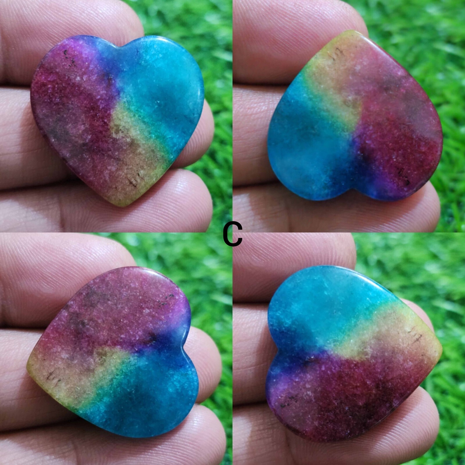 AA+ Rainbow Solar Quartz Heart Shape Cabochon Loose Gemstone Jewelry For Making