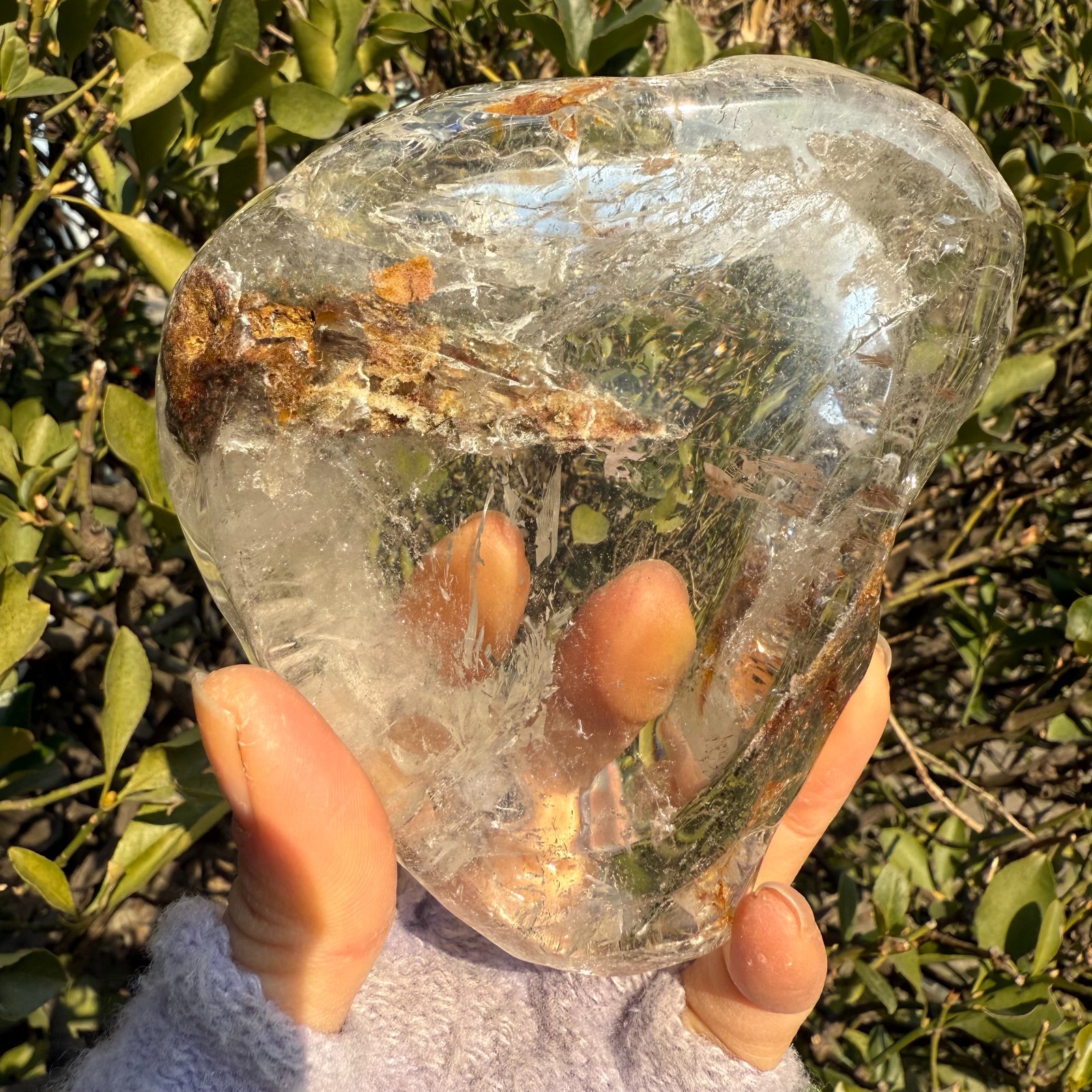 509g Natural Pure Garden Quartz Plate Carving Mineral Crystal Healing