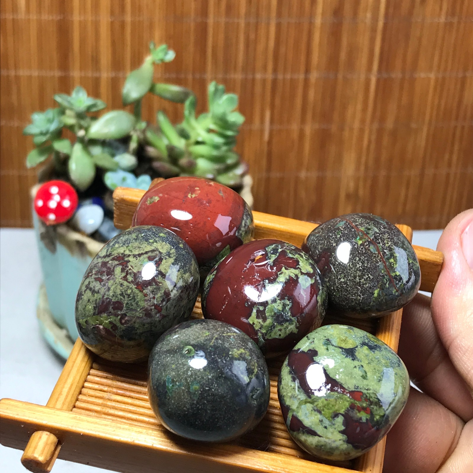 6pcs Natural Dragon blood Crystal gemstone Polish Mineral Specimen Tumbled A5579
