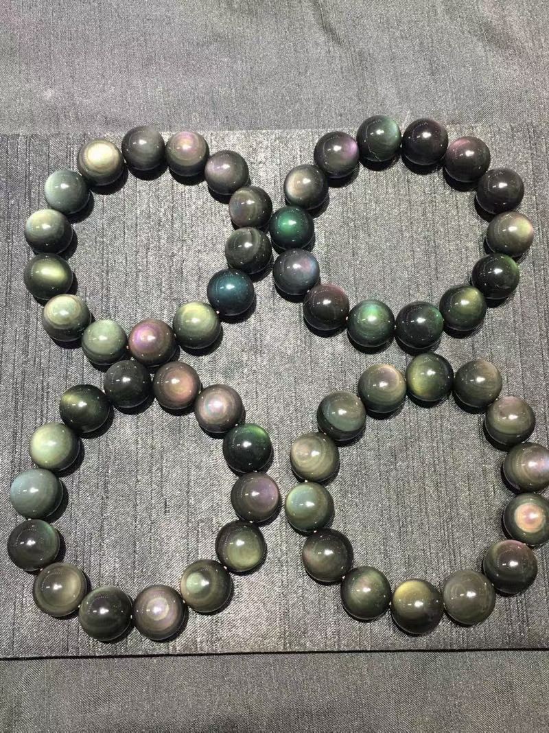 1pcs Natural Rainbow Obsidian 12mm Crystal Stretch Bracelet decorate