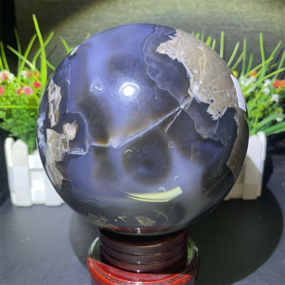 7.2LB 5.3″ Natural Fluorescent Agate Ball Sphere Crystal UV Reiki Decor