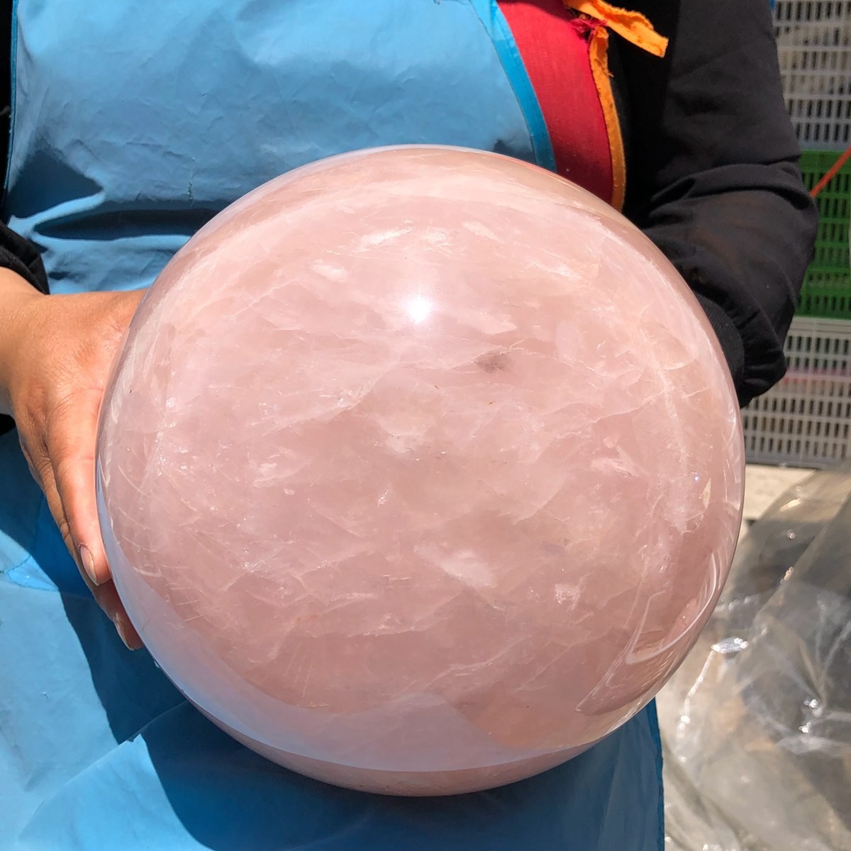 29.87LB Natura crystal Rose Quartz Sphere for Heart Chakra Balances Energy