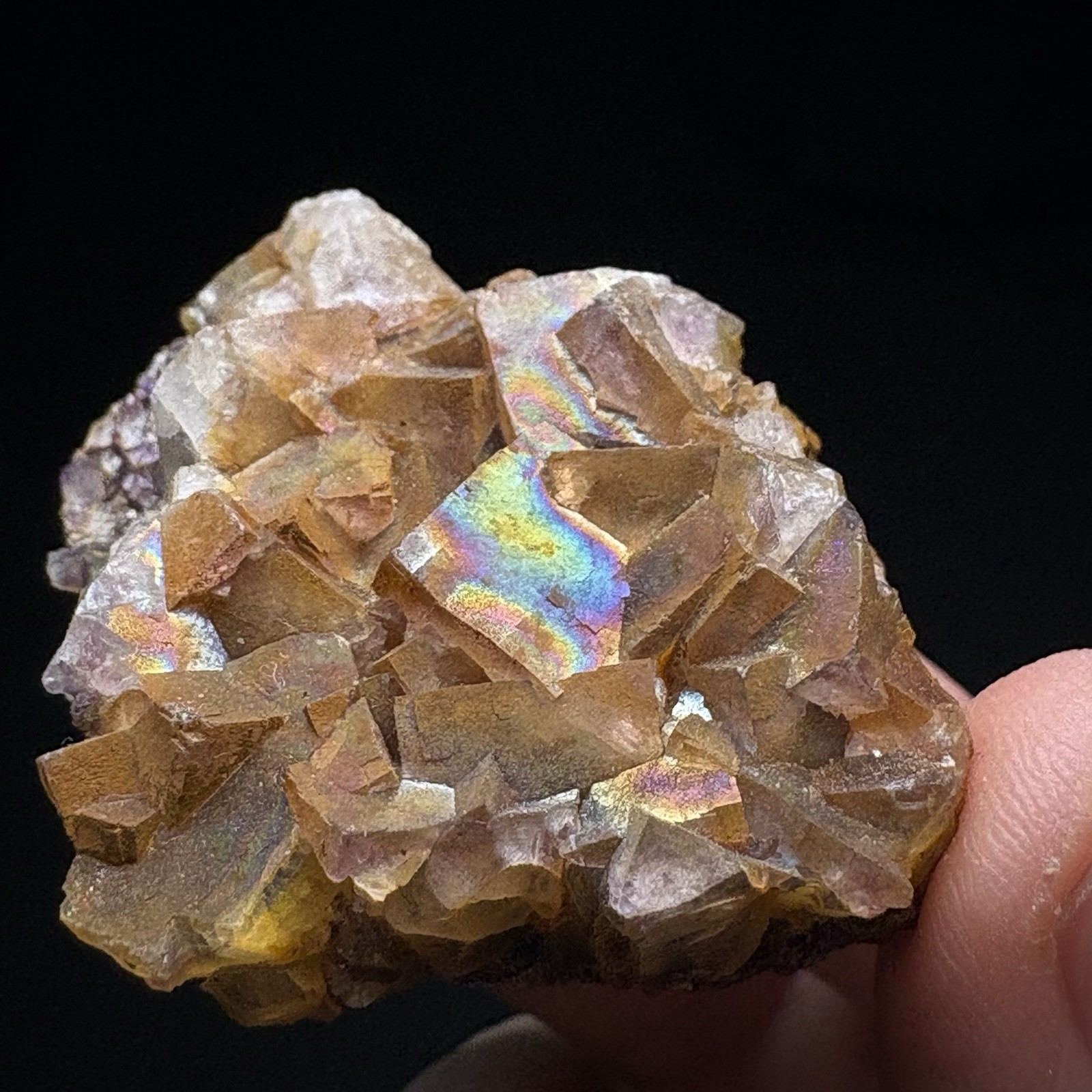 Natural Iridescent Cubic Fluorite Rainbow Flash Specimen Raw Stone China J77