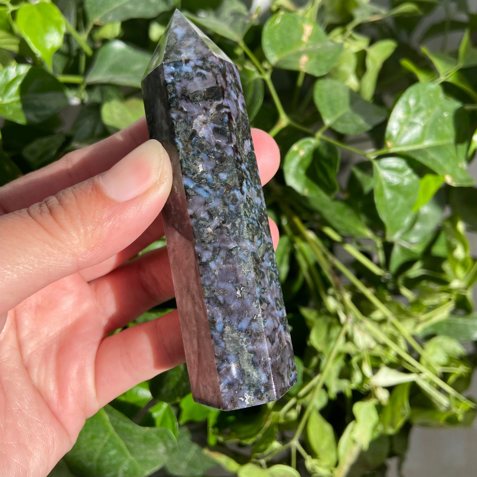 164g 2pcs Indigo Gabbro Stone Point Tower Quartz Crystal Specimen Polished