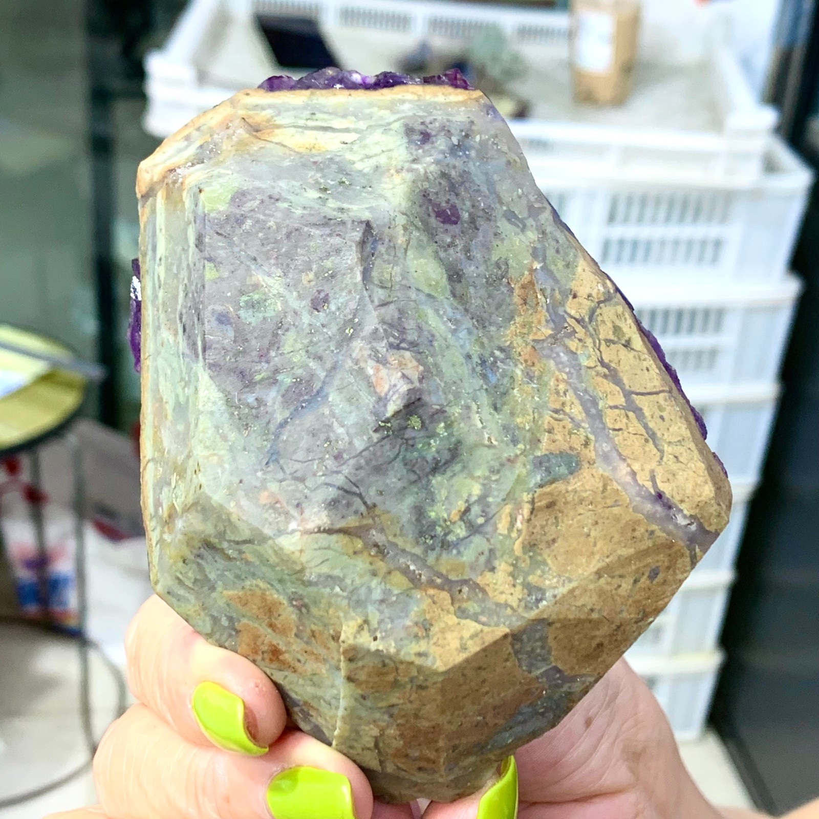 331G Rare Purple cubic fluorite mineral crystal sample/Zhejiang