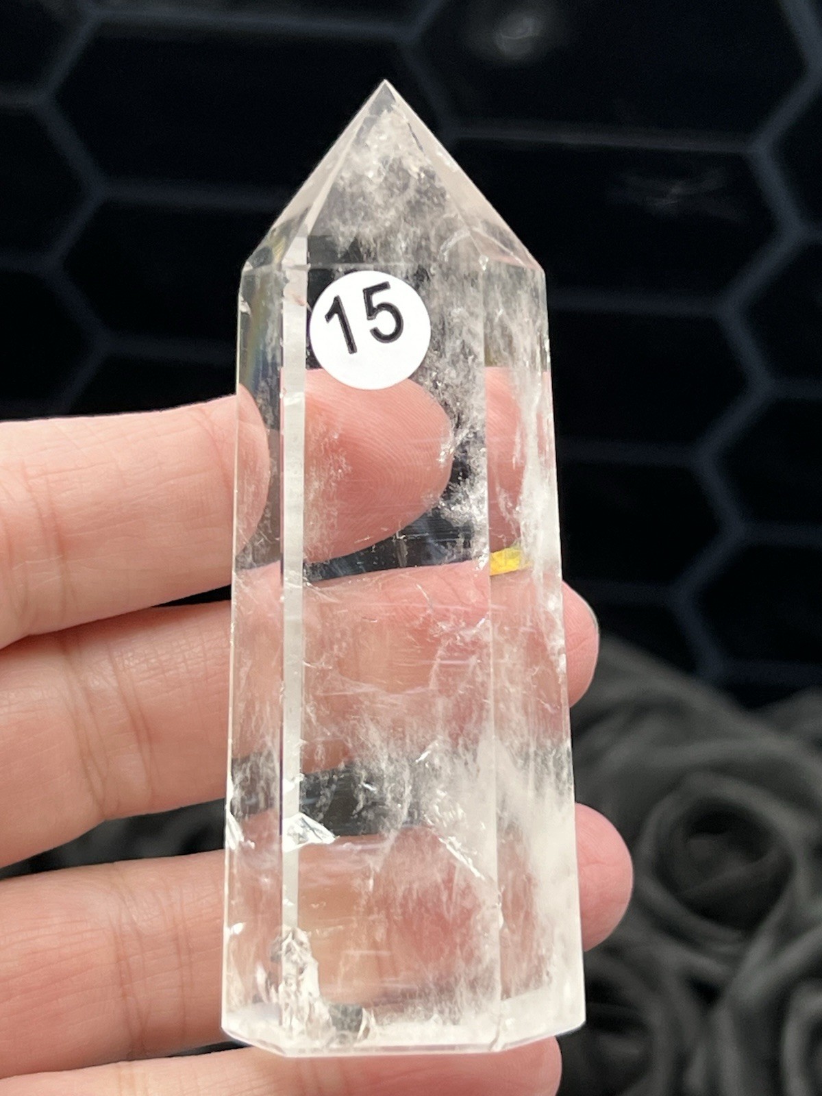 Natural Blue needle Clear Quartz HQ Points Free Ship & Gift
