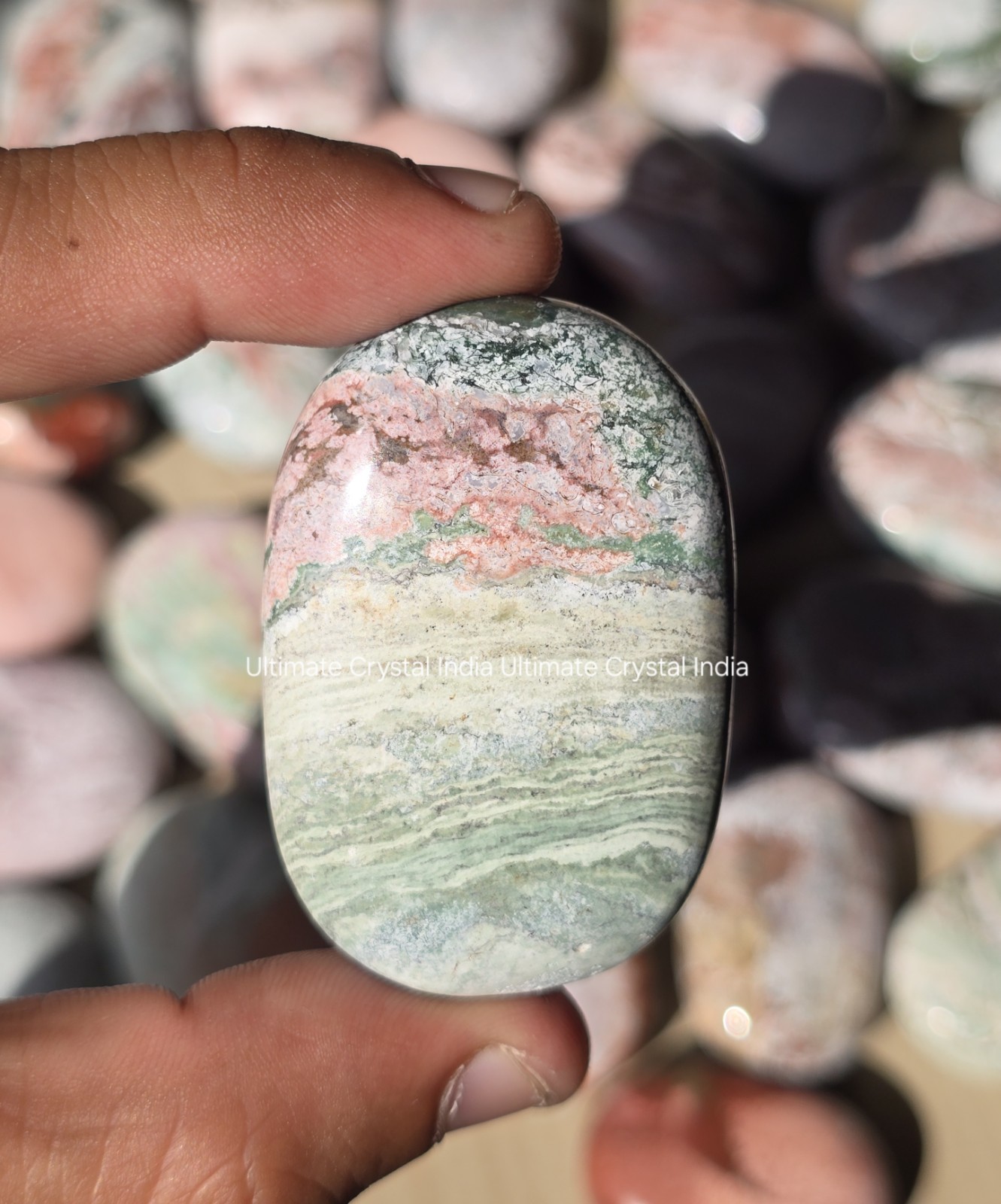 Unicorn Jasper Palm Stones: Self Love, Heart Chakra, Healing Crystal, Gift
