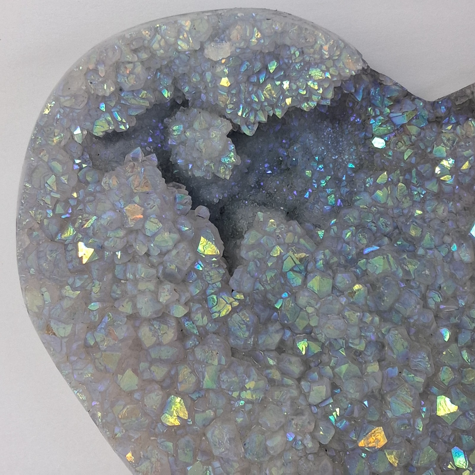 Heart Shaped Angel Aura Quartz Crystal Cluster Natural Rock 7 x 6 in