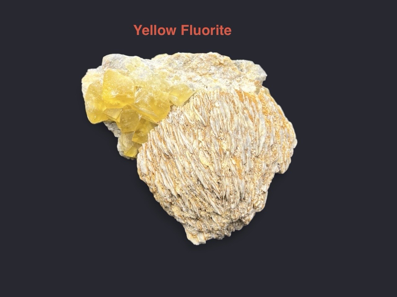 Yellow Fluorite Cubed Stone on Barite from Morocco 309g Over 3in -Fluorescent
