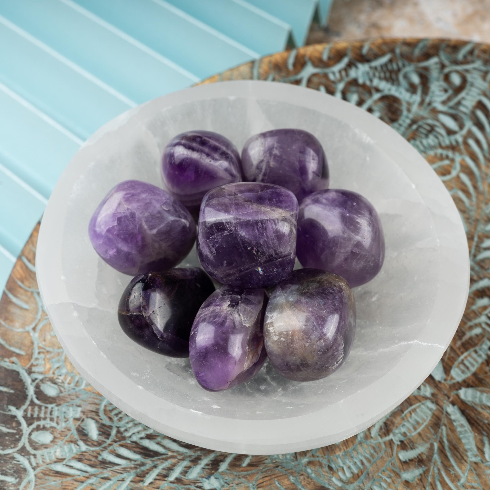 Amethyst Crystal Tumble Stone, Polished Stone for Meditation & Healing