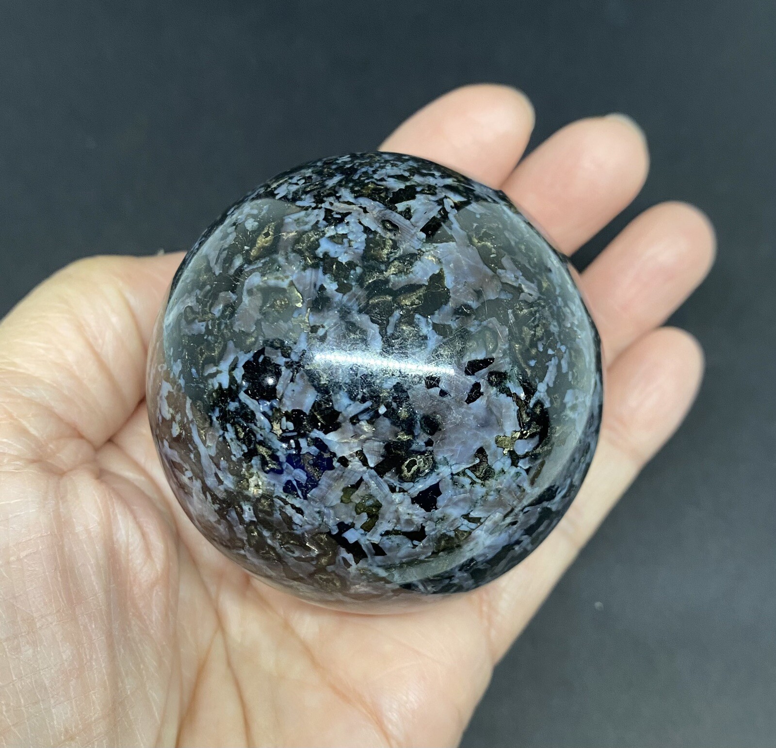 Indigo Gabbro (Mystic Merlinite) Sphere From Madagascar 374g 61mm