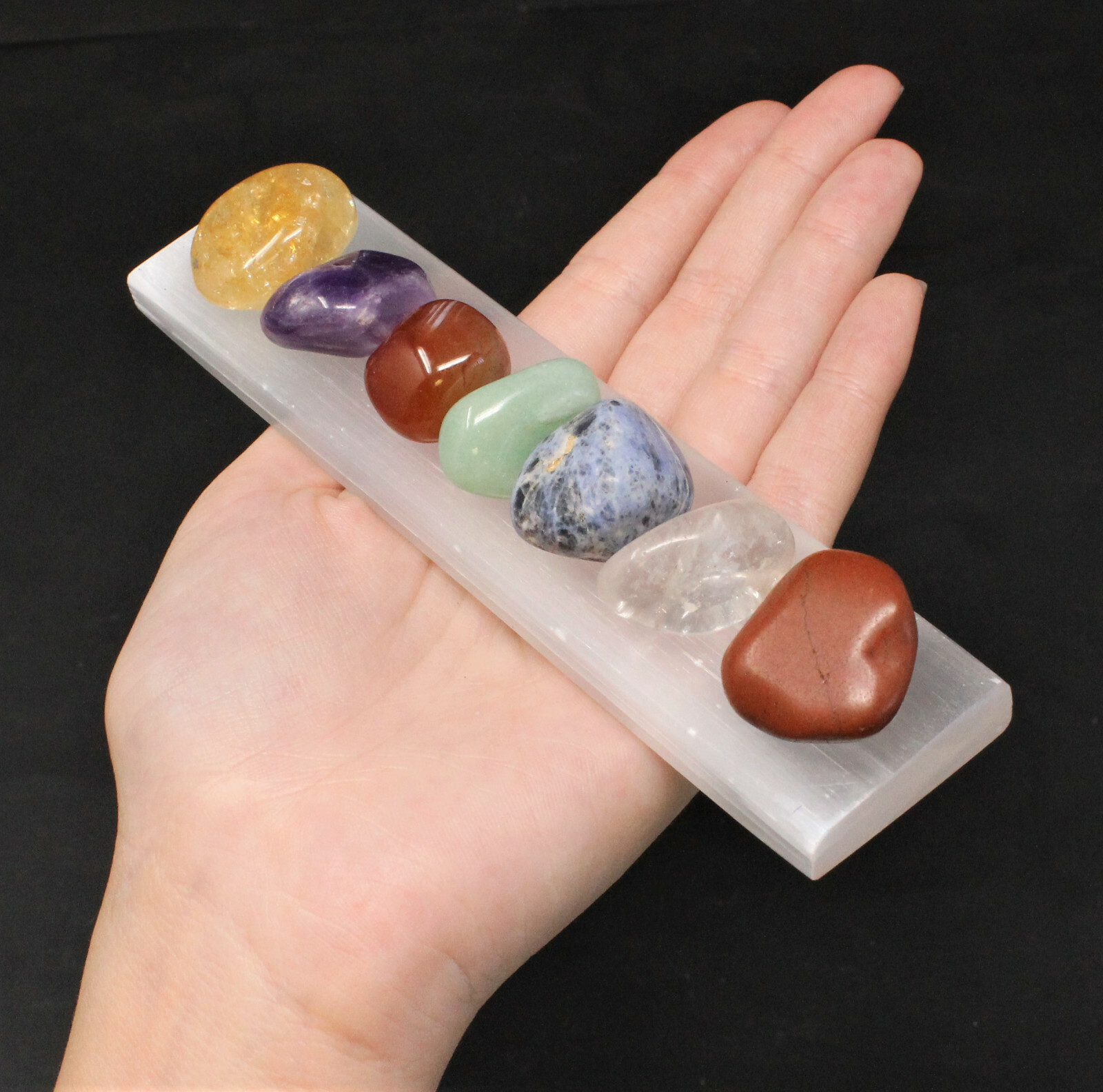 6″ Selenite Ruler, Polished Selenite Cleaning & Charging Station, Crystal Plate