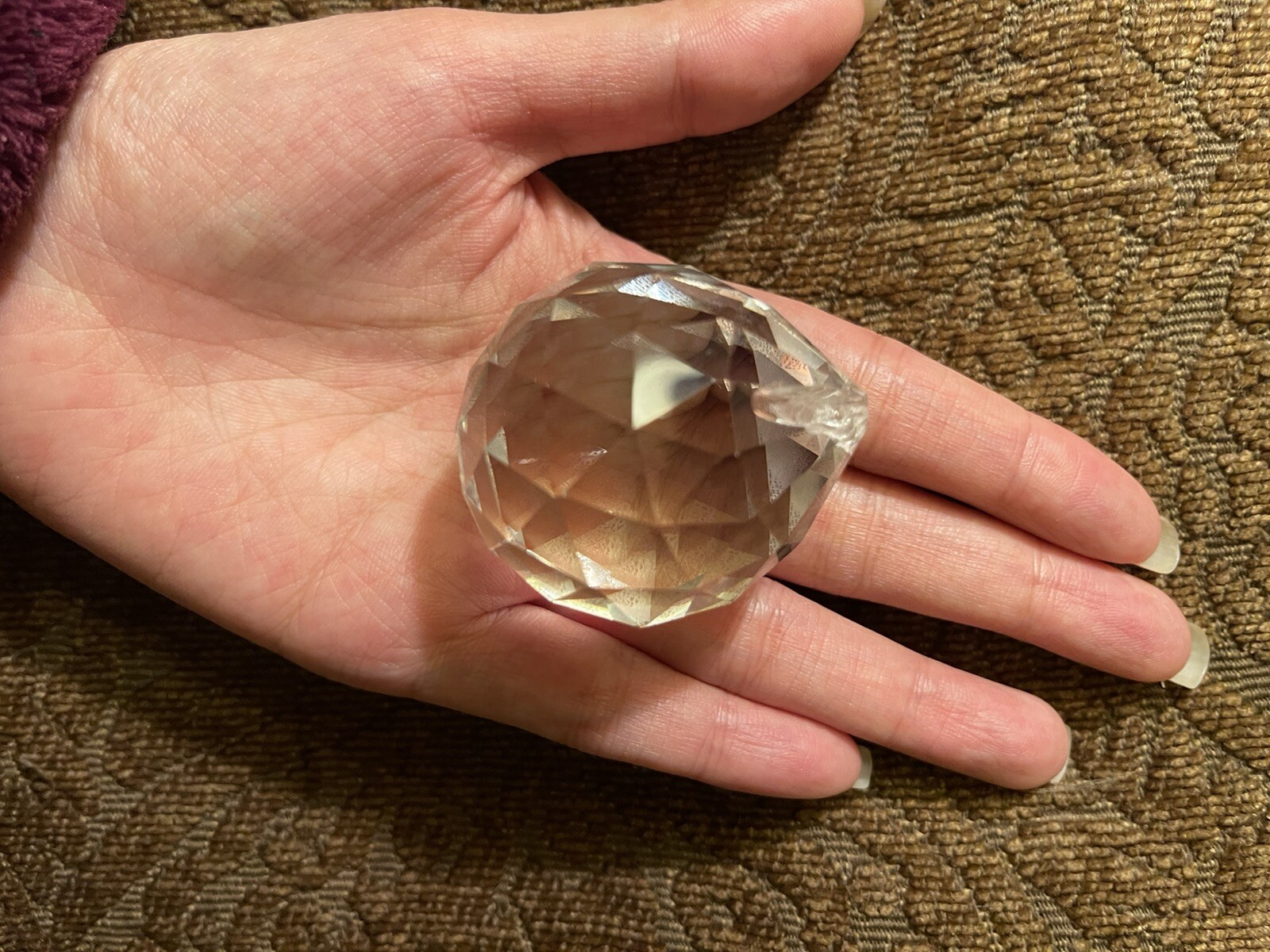 2PCs Clear Faceted Sphere CRYSTAL BALL Sun Catcher Rainbow Prism
