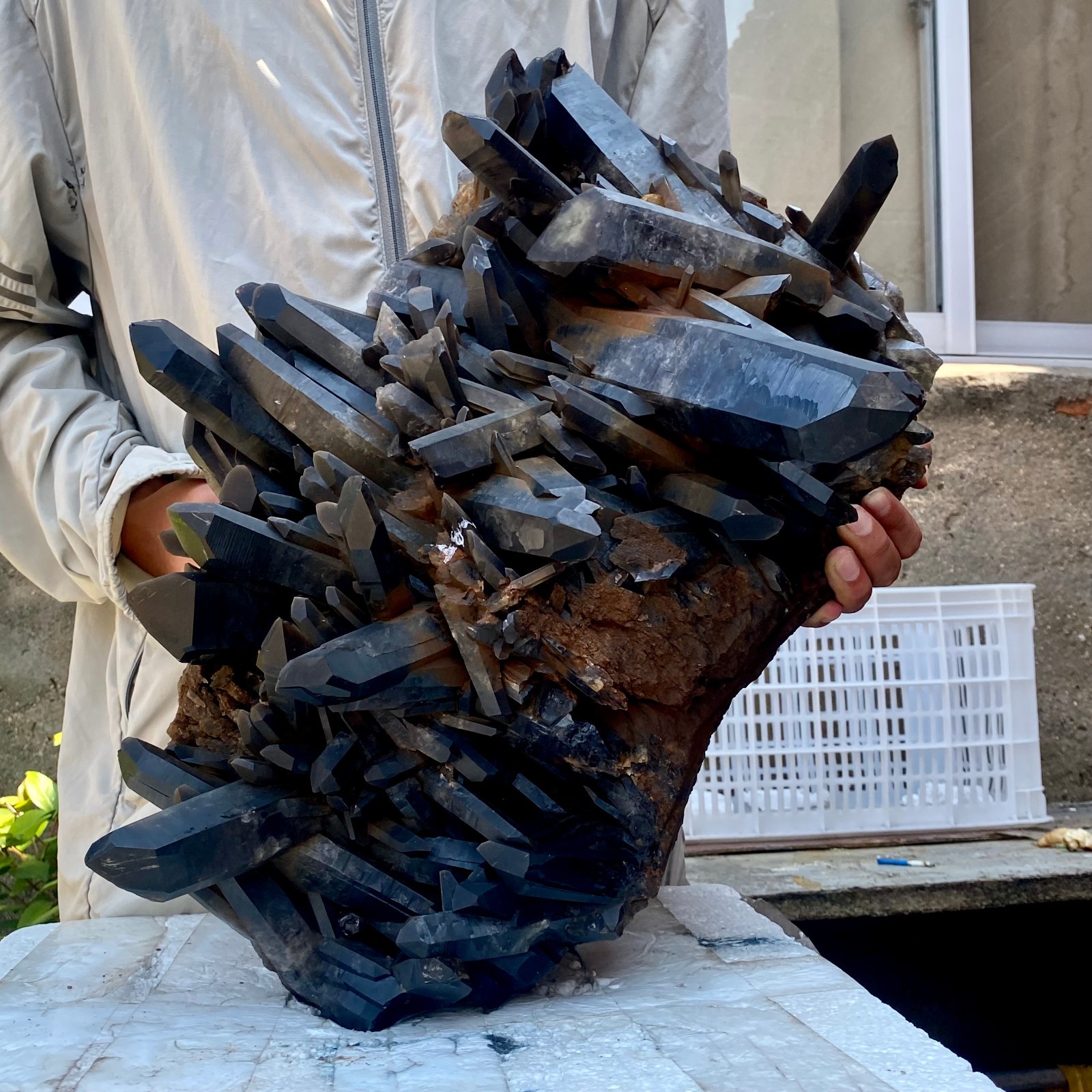 57LB Tea black Crystal quartz Cluster Mineral Specimen Healing reiki